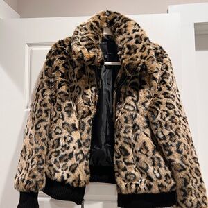 Banana Republic Leopard Print Faux Fur Jacket